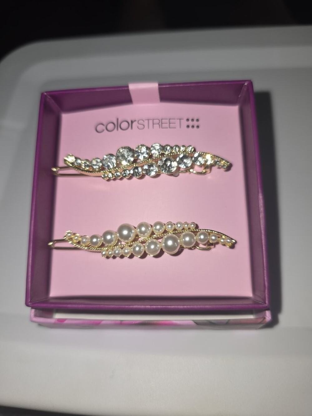 Color Street Luxe Hair Clips with Rhinestones and Pearls